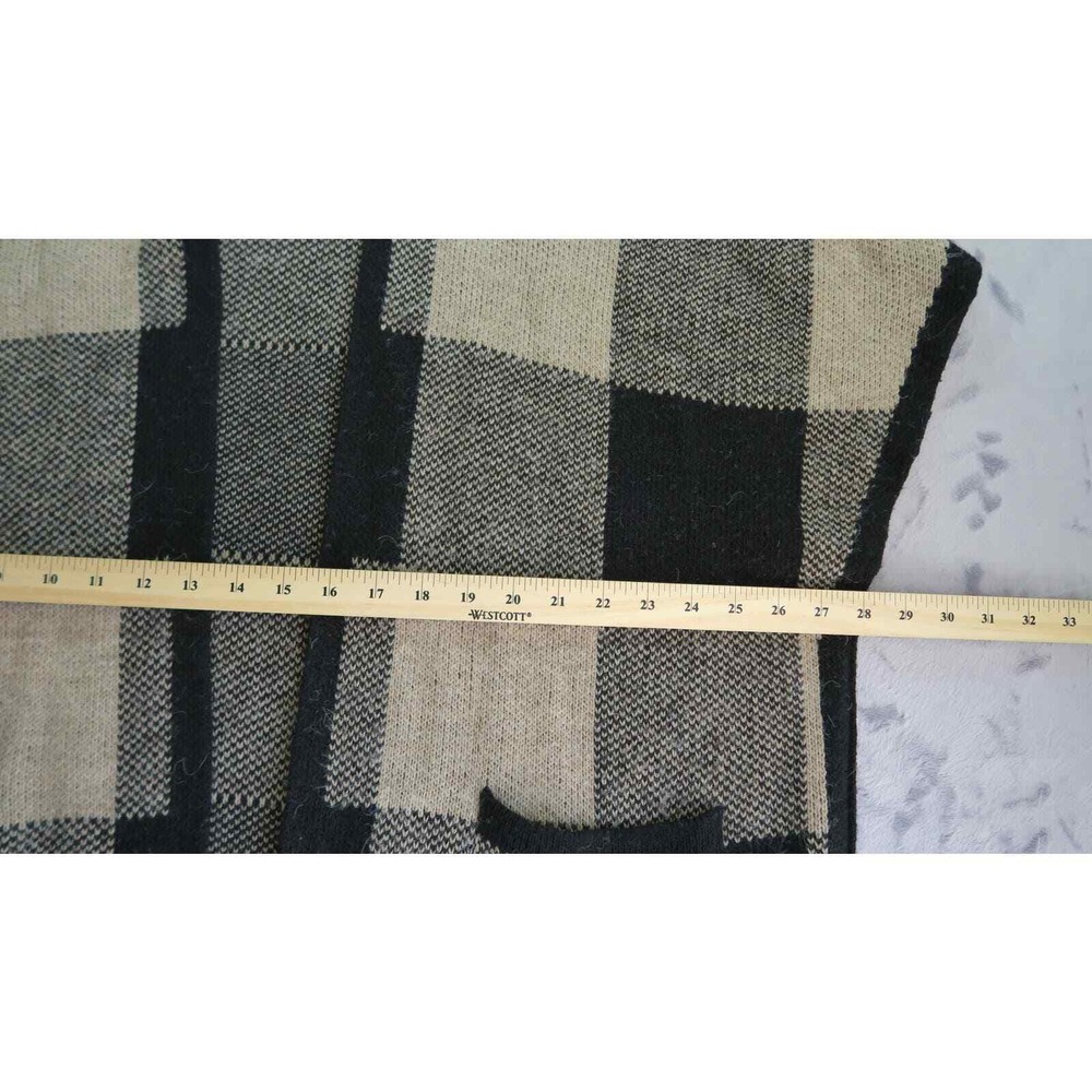 Oriana Sz XL Brown Buffalo Plaid Wool Blend Short Sleeve Cardigan Sweater - Picture 6 of 8